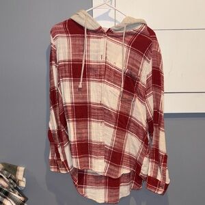 Time and Tru Red and White Plaid Top